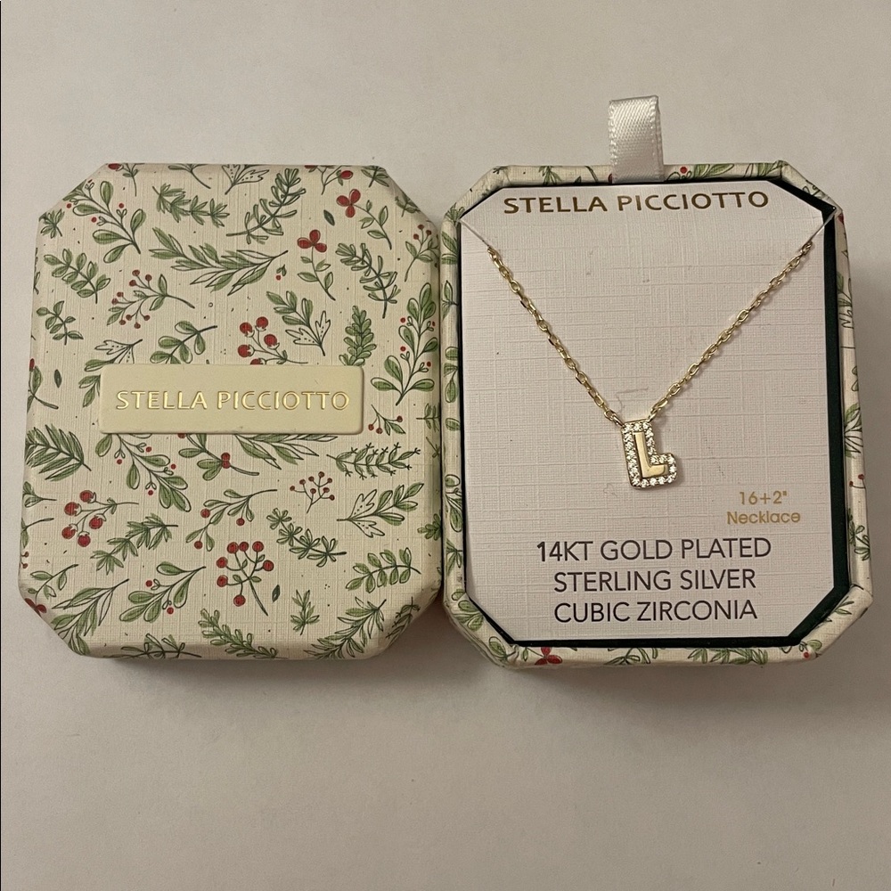 Stella Picciotto 14kt Gold Plated CZ “L” NEW in Box*